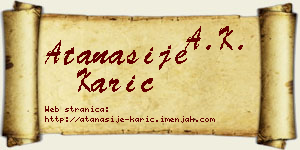 Atanasije Karić vizit kartica